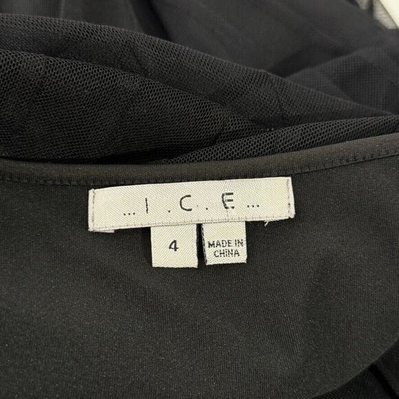 ICE Size 4 Black Mesh Cocktail Dress Vintage Gatsby Glam Fairy Whimsy Goth Y2K - Picture 4 of 10